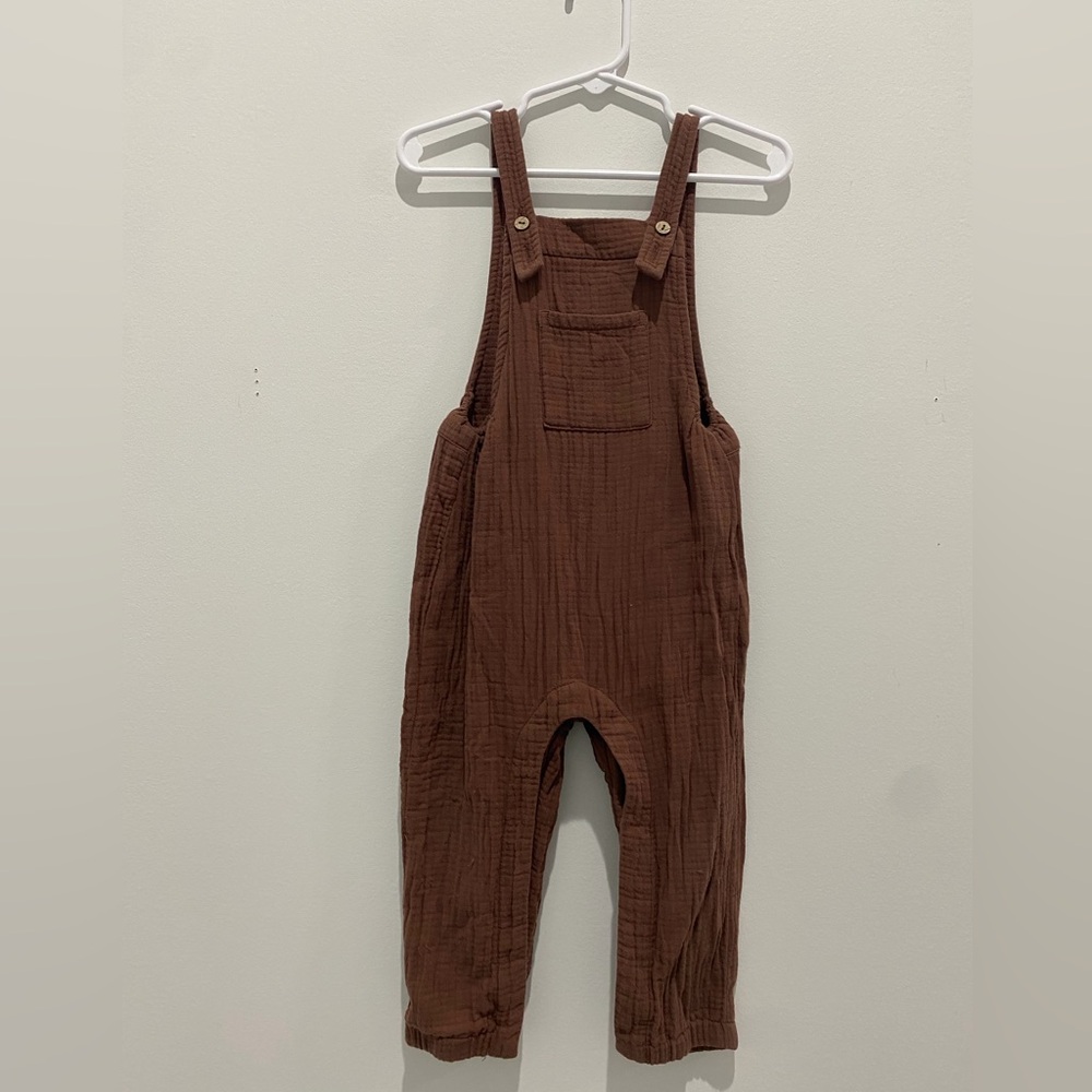 Quincy Mae Chocolate Brown Kids Overalls set